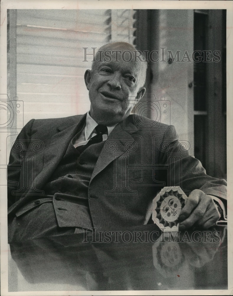 1963 Press Photo President Eisenhower being interviewed at Gettysburg, Pa.office-Historic Images