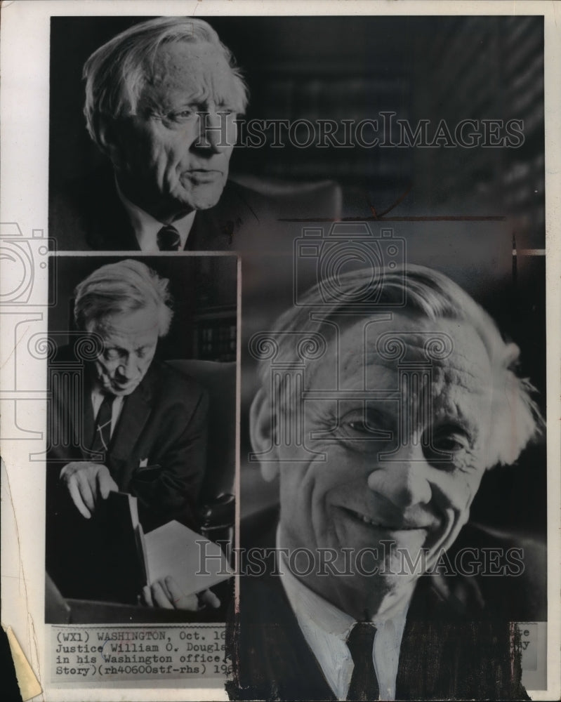1968 Press Photo Justice William O. Douglas in his Washington office. - Historic Images