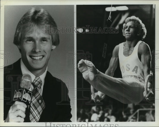 1981 Press Photo Gymnast Bart Conner & Jim Hartung for NBC's SportsWorld - Historic Images