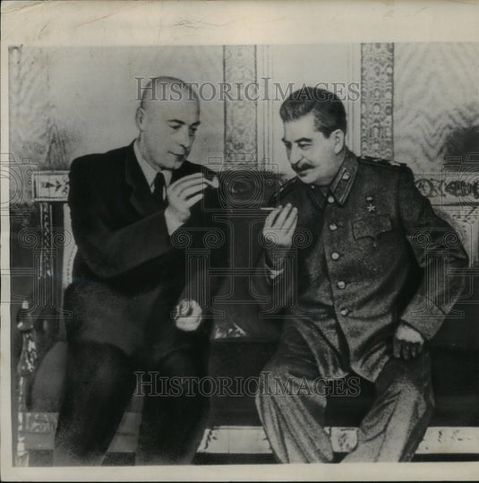 1947 Press Photo Premier Jozef Cyrankie & General Josef Stalin - mja88921 - Historic Images