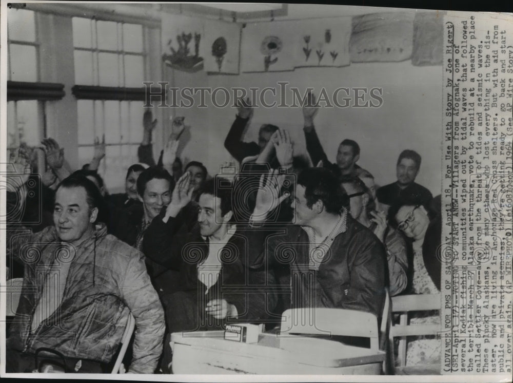 1964 Press Photo Residents of Afognak Village After Tidal Wave, Anchorage Alaska - Historic Images