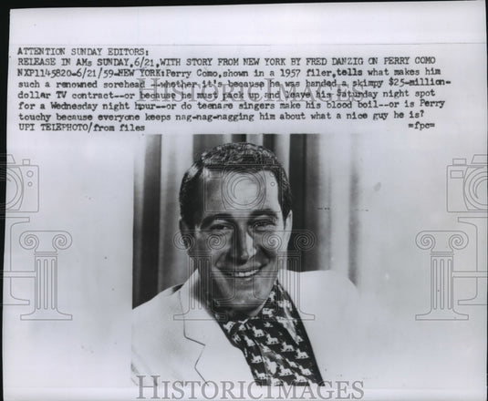 1957 Press Photo Perry Como, Entertainer - Historic Images