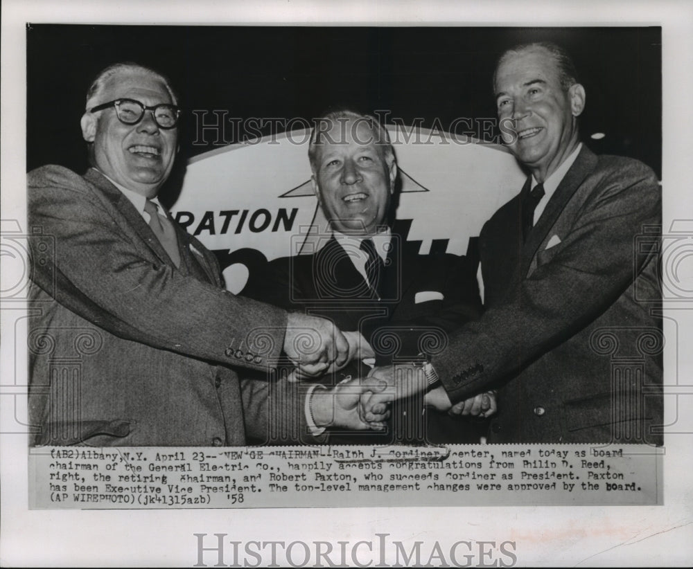 1958 Press Photo Ralph Cordiner is named board chairman of General Electric Co-Historic Images