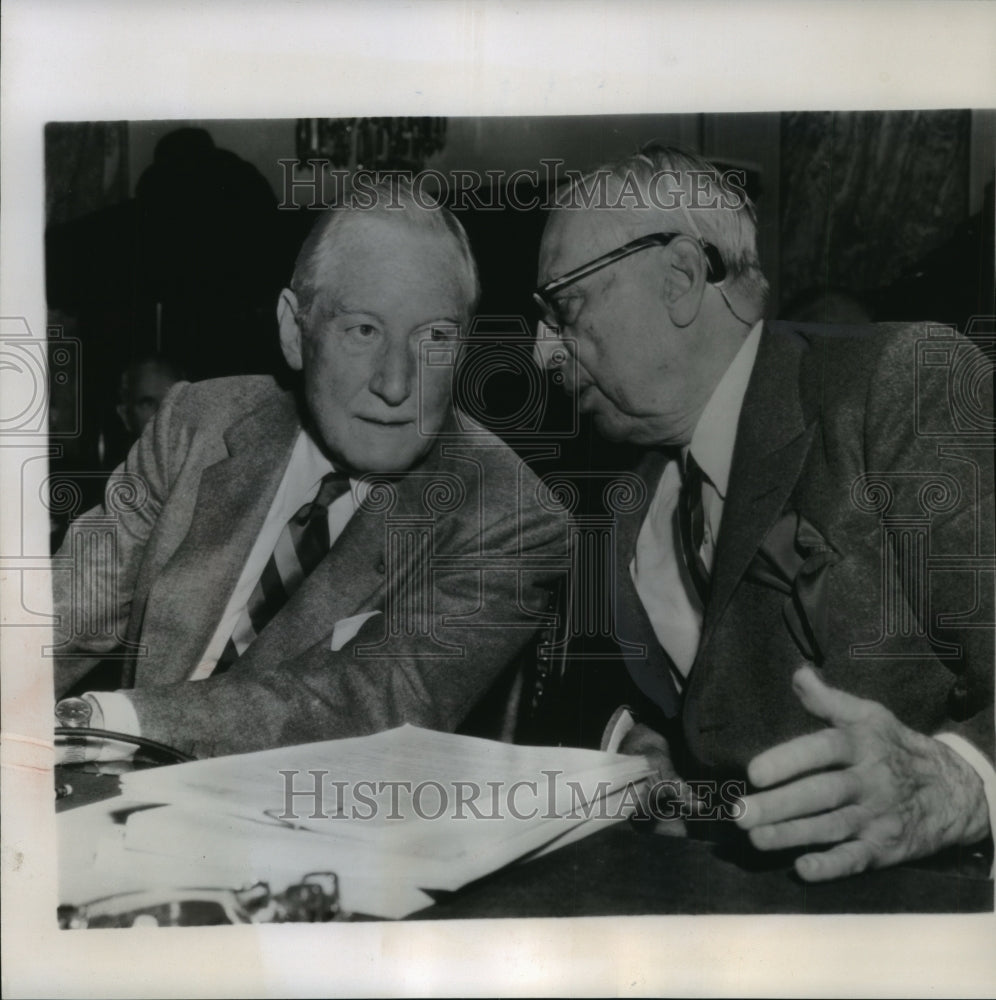 1956 Press Photo President Harlow Curtice and Alfred Sloane of General Motors Co-Historic Images
