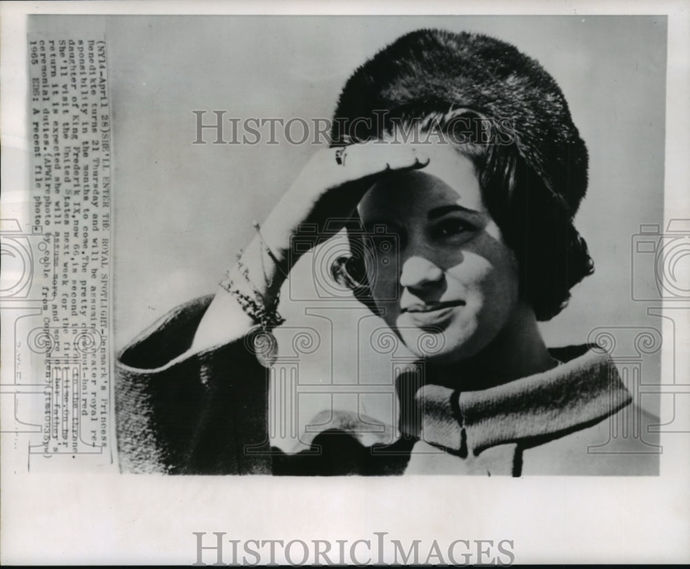 1965 Press Photo Danish Princess Benedikte to visit the U.S. - Historic Images