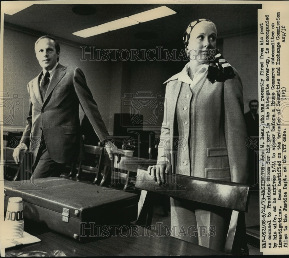 1973 Press Photo John W. Dean III and Wife Arrive at Capitol Building-Historic Images
