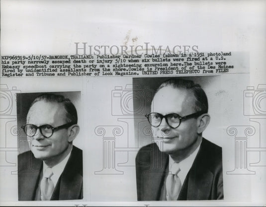 1957 Press Photo Gardner Cowles a publisher & President of Des Moines Register-Historic Images