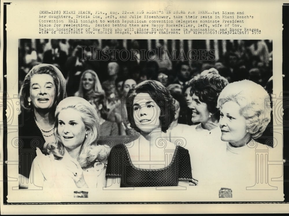 1972 Press Photo families of Richard Nixon, Nelson Rockefeller, & Ronald Reagan - Historic Images