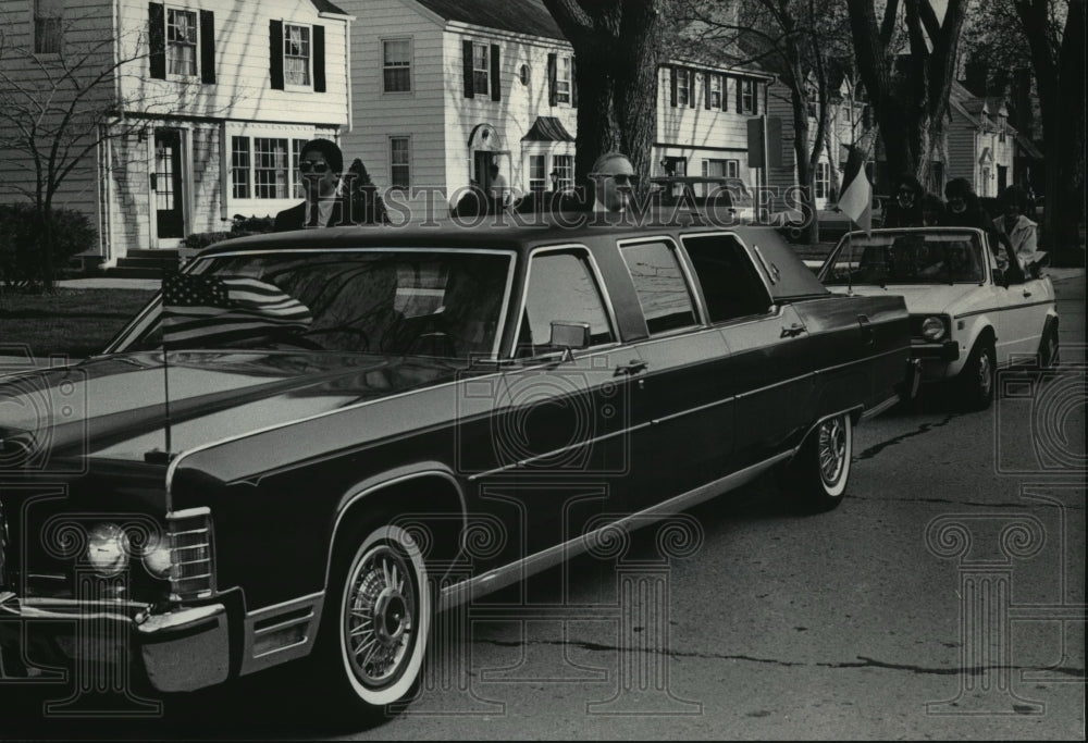 1984 William Crowley get a ride to Dominican H.S. in a limousine.-Historic Images