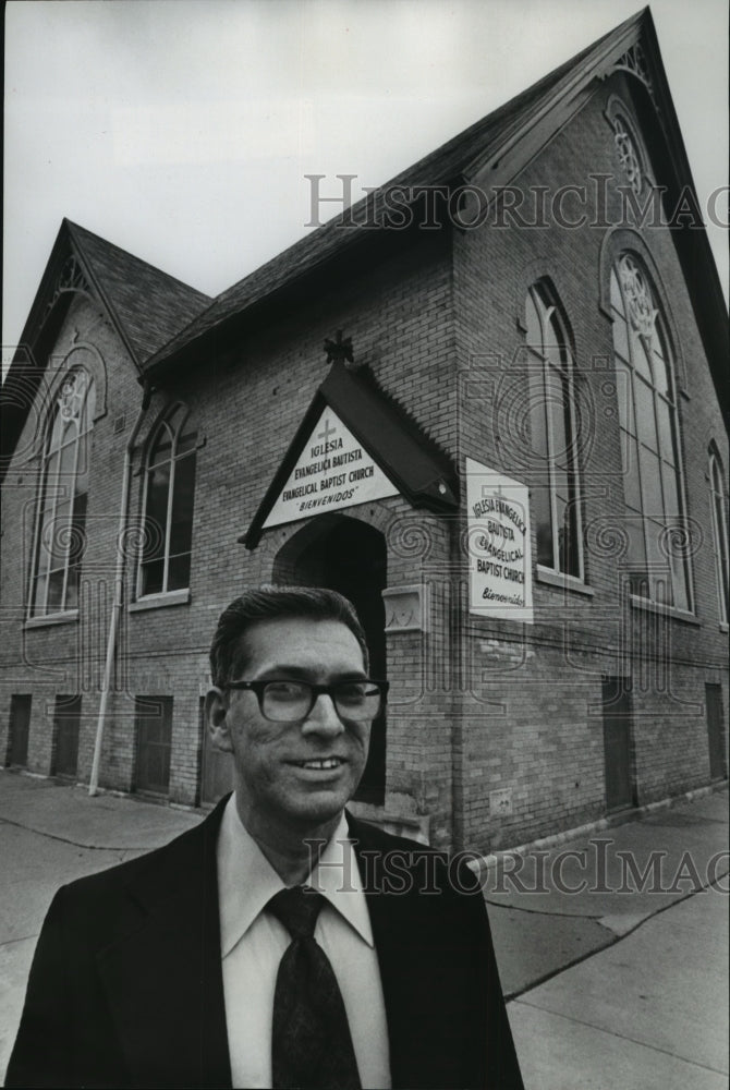 1975 Rev. Jamie Davila at Iglesia Evangelica Bautista Church.-Historic Images