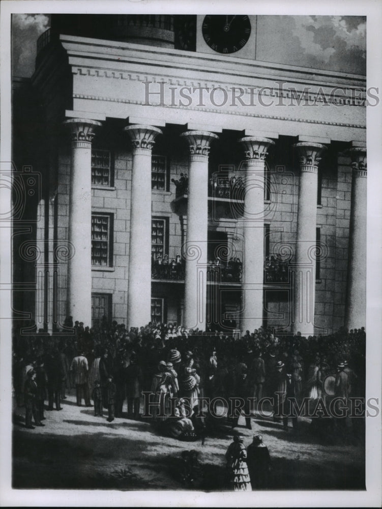 1961 Press Photo reproduction of painting of the inauguration of Jefferson Davis - Historic Images