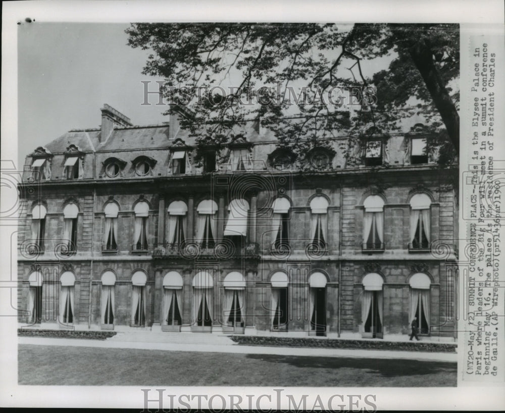 1960 Press Photo President Charles de Gaille's palace called Elysee in Paris-Historic Images