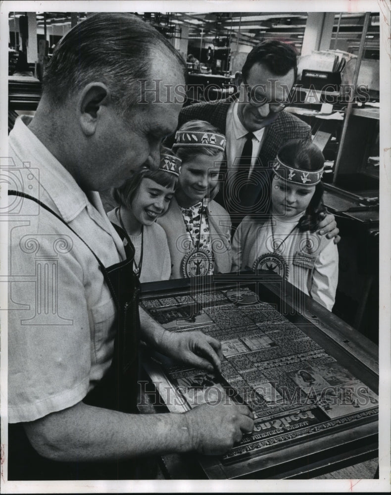 1965 YMCA Indian Princesses watch printer August Gruenzel, Milwaukee-Historic Images