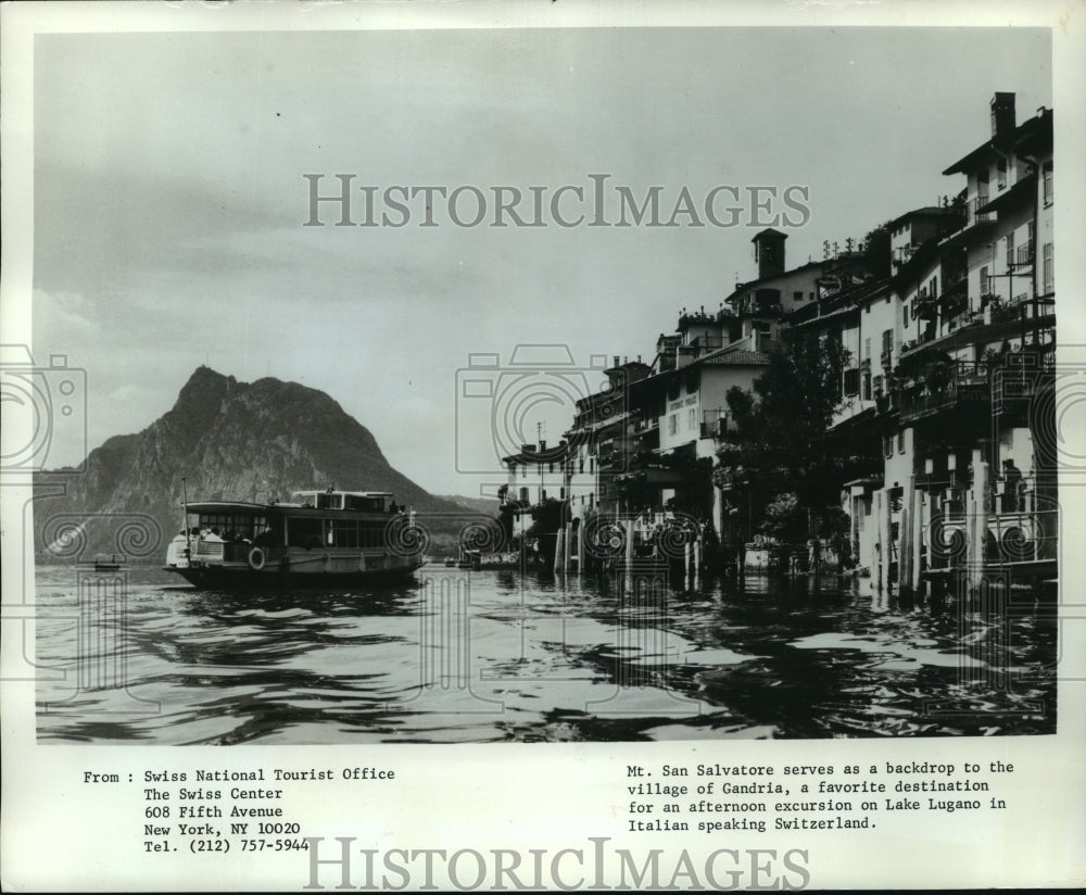 1970 Press Photo Lake Lugano with Mount San Salvatore, Switzerland - mja93519-Historic Images
