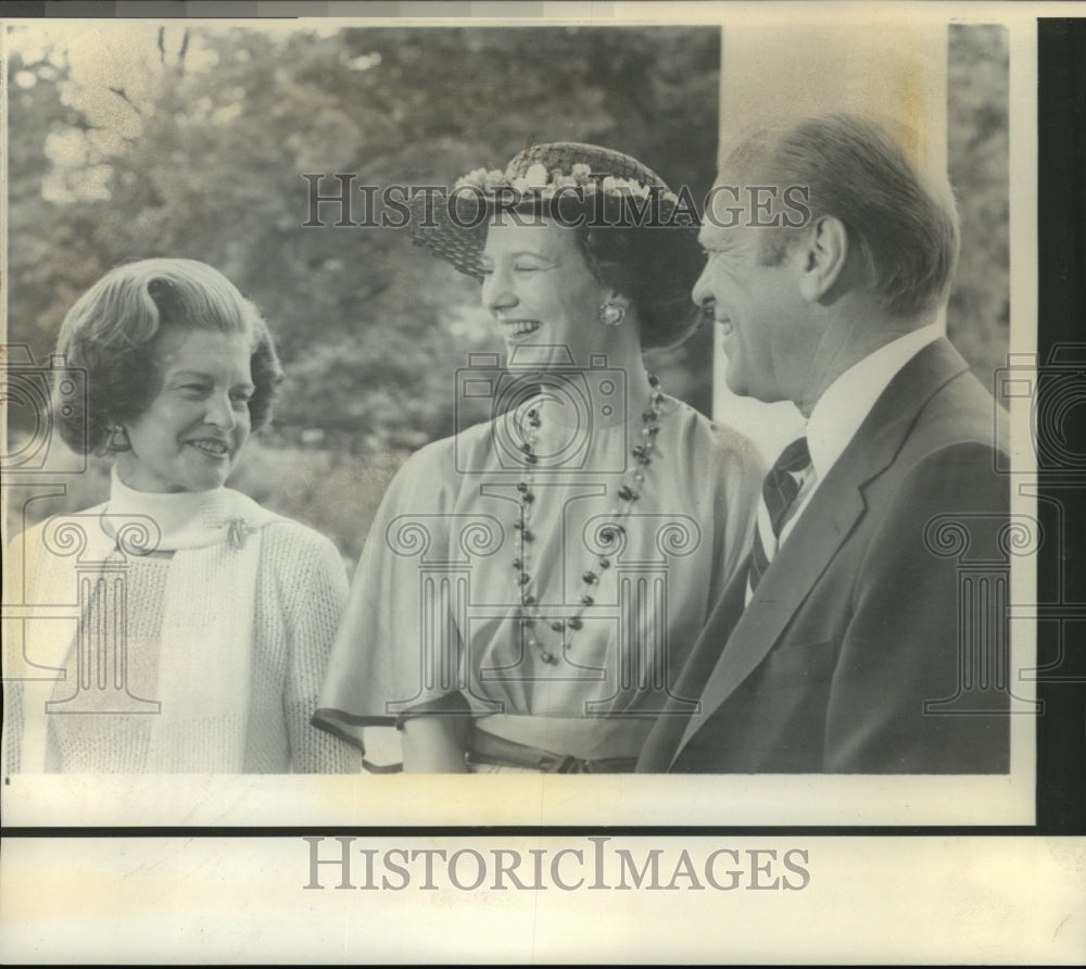 1976 Danish Queen Margrethe II with President and Mrs. Ford-Historic Images