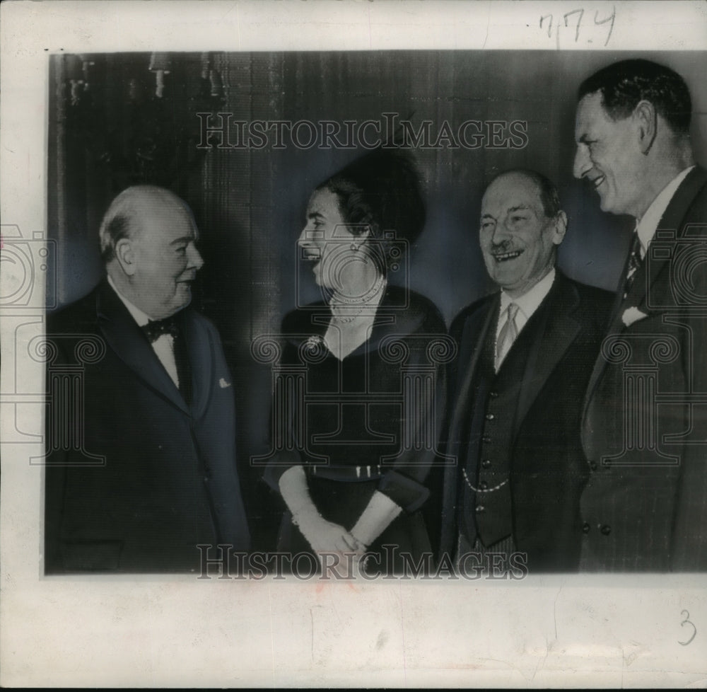 1949 Press Photo Denmark&#39;s King Frederik Helps Churchill Celebrate 75th Birthday- Historic Images