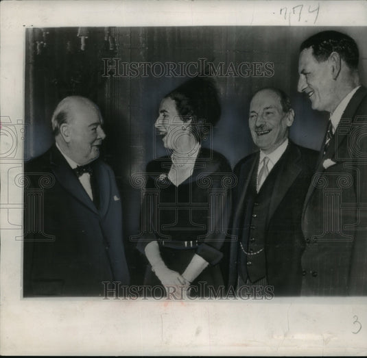 1949 Press Photo Denmark's King Frederik Helps Churchill Celebrate 75th Birthday- Historic Images