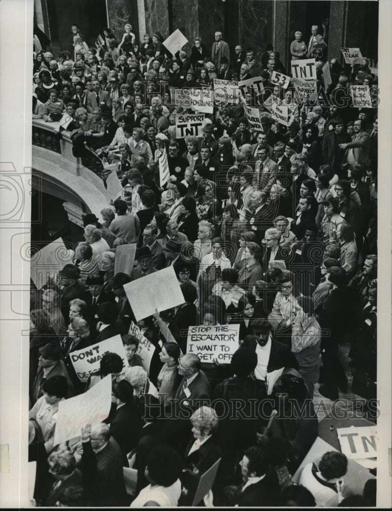 1974 Press Photo Demonstrators at the State Capitol in Wisconsin - mja94690 - Historic Images