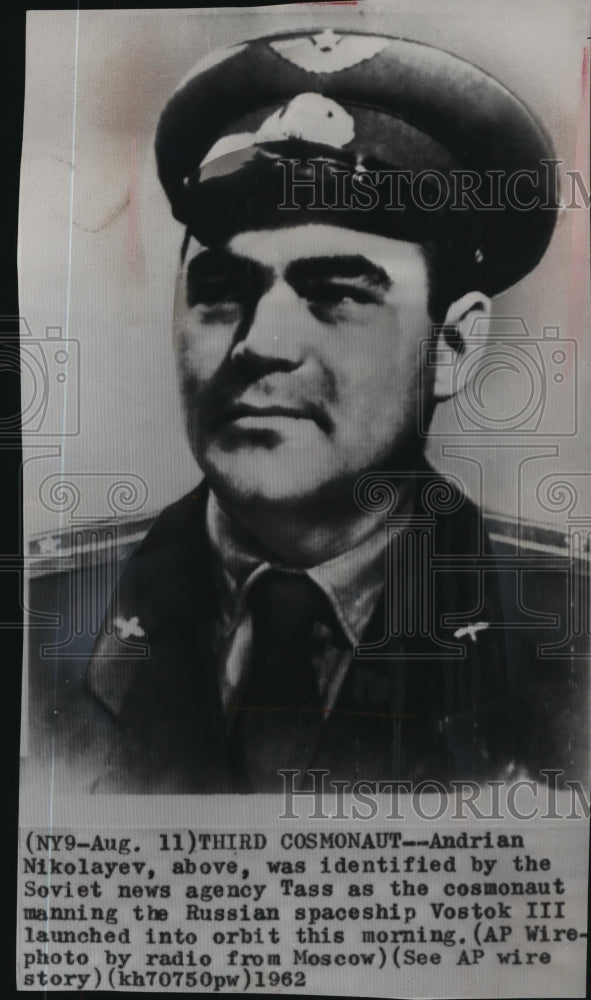 1962 Press Photo Andrian Nikolayev Identified as Cosmonaut Manning Vostok III- Historic Images