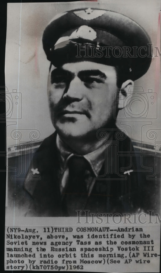 1962 Press Photo Andrian Nikolayev Identified as Cosmonaut Manning Vostok III- Historic Images