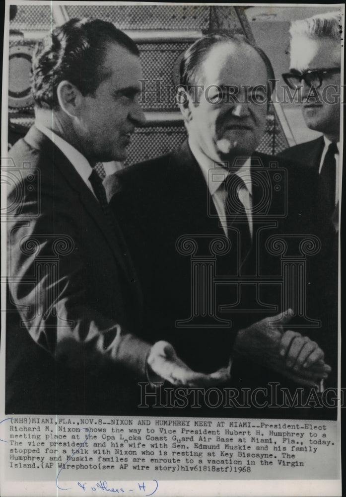 1968 Richard Nixon Shows Hubert Humphrey To A Meeting Place In Miami 