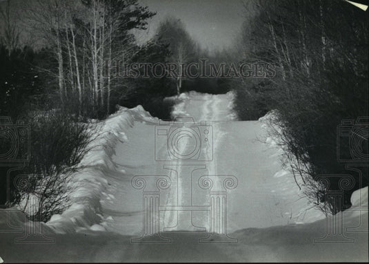 1984 Plowed road for loggers in Brule, Wisconsin - Historic Images