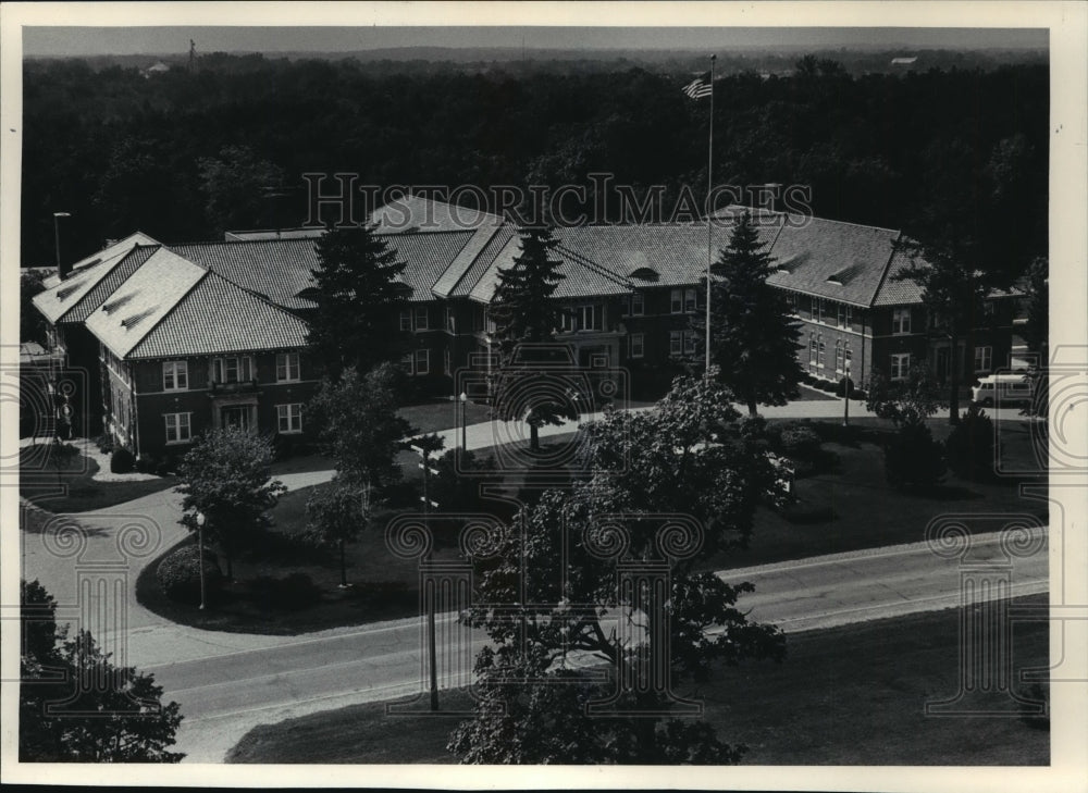 1985 Wisconsin Masonic Home as seen from the water tower in Dousman - Historic Images