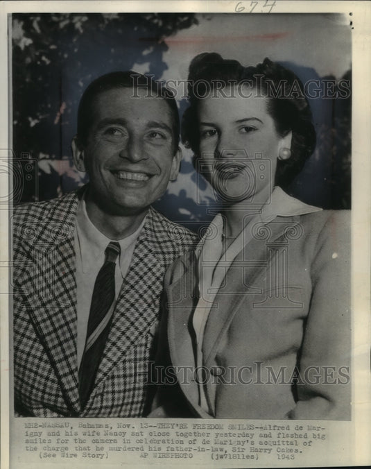 1953 Press Photo Alfred de Marigny and wife Nancy after acquittal for murder-Historic Images