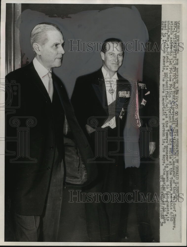 1963 Press Photo Prince Philip of England and manager Fioravanti Dell&#39;Agnese - Historic Images