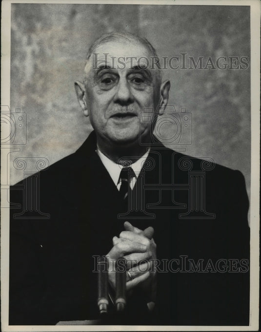 1967 President Charles de Gaulle grins at a press conference-Historic Images