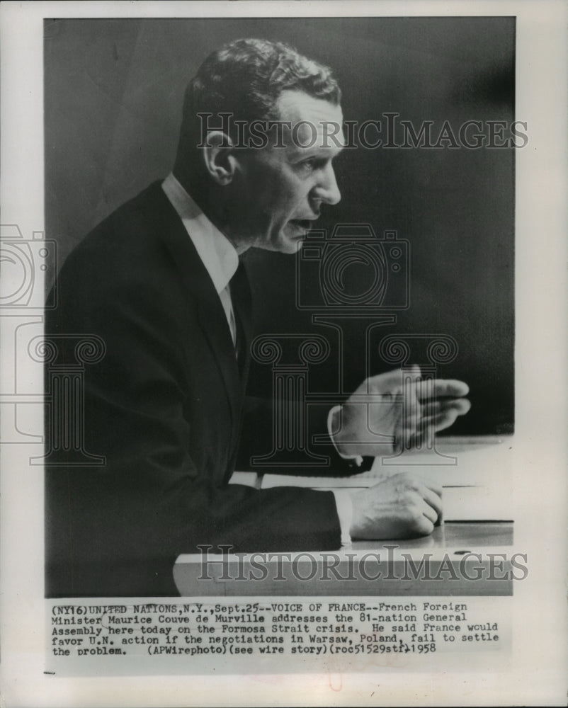 1958 Minister Maurice Couve De Murville The Voice Of France-Historic Images