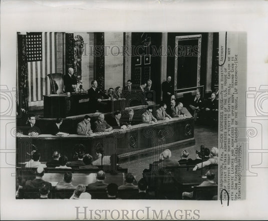 1956 Anthony Eden addresses US house representatives, Capitol Hill - Historic Images