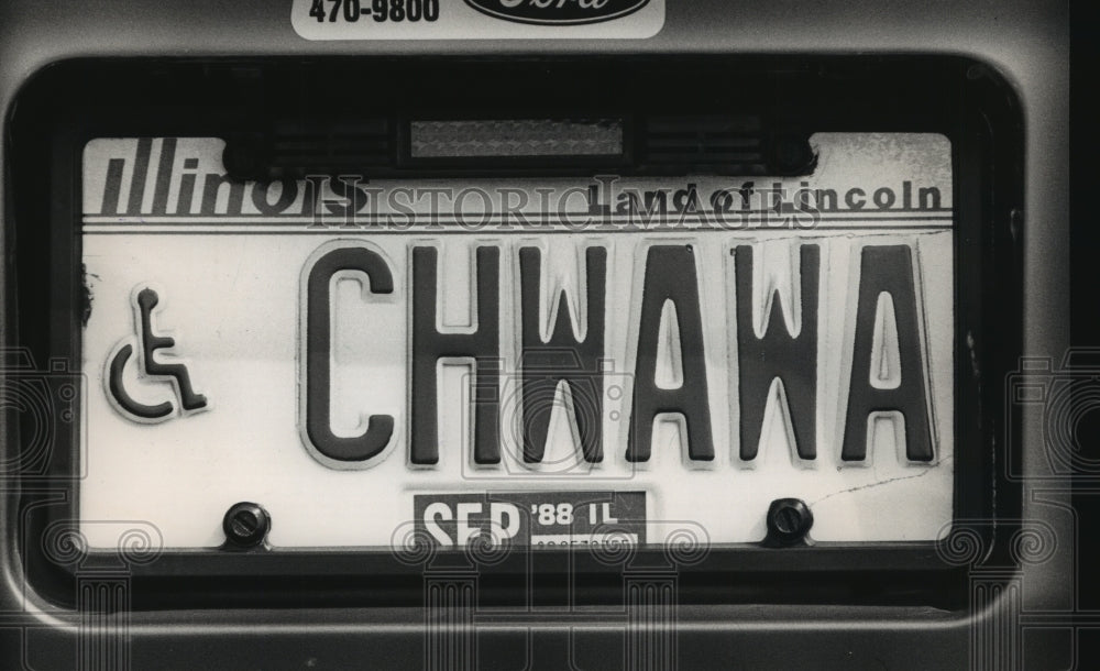 1988 License plate describing the owner&#39;s dog preference-Historic Images