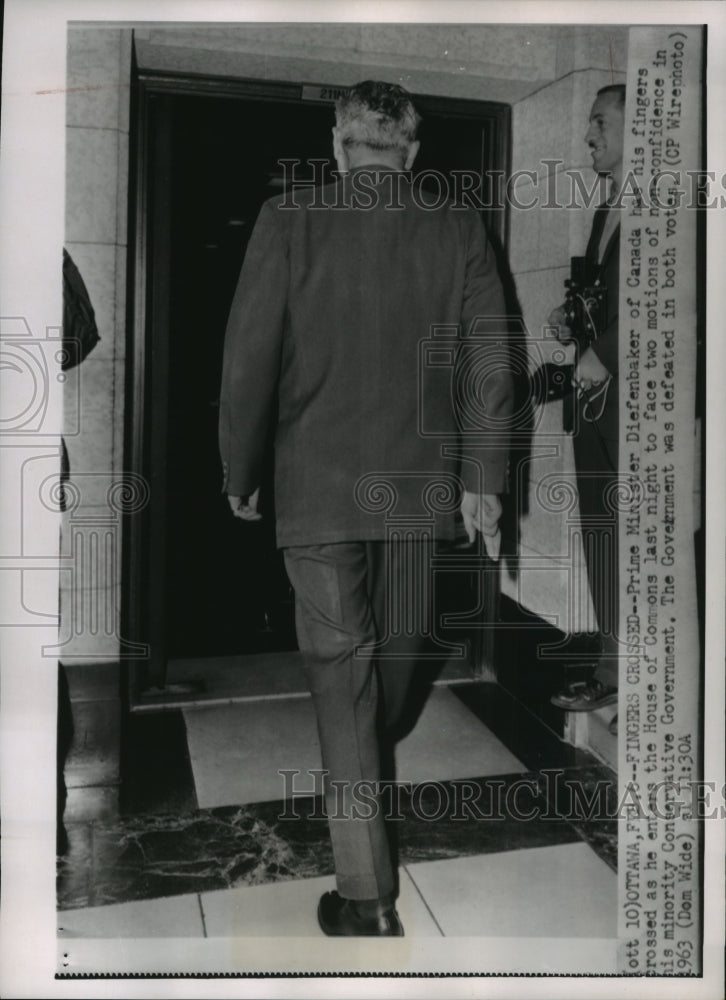 1963 Press Photo Prime Minister John Diefenbaker, he was voted out - mja98116-Historic Images