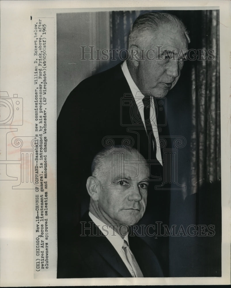 1965 Press Photo William Eckert is Introduced by His Predecessor, Ford Frick - Historic Images