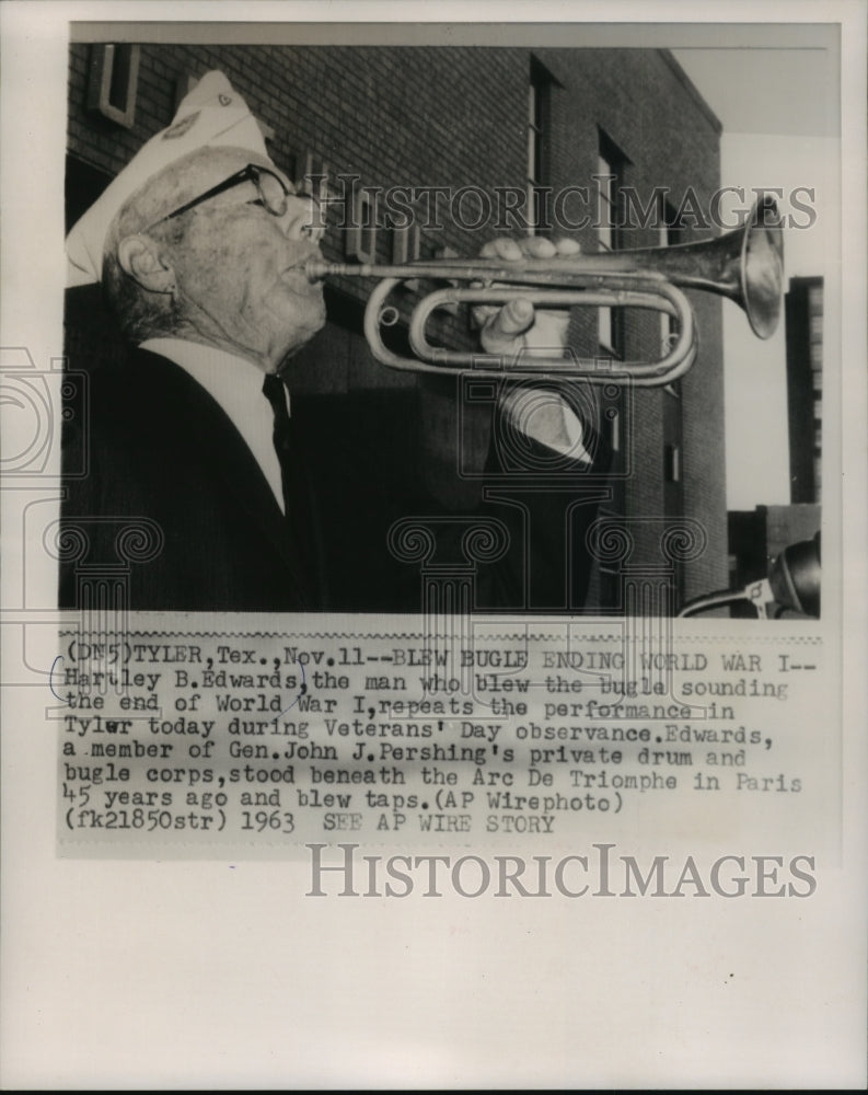 1963 Hartley Edwards blew the bugle sounding at end of World War I-Historic Images