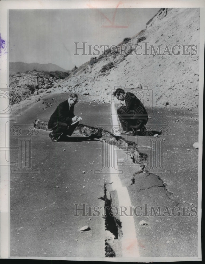 1957 California earthquake cracks highway southwest of San Francisco-Historic Images