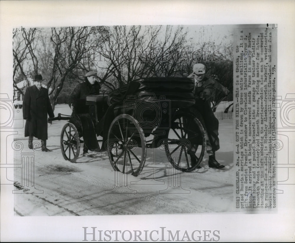 1959 Cleveland, Ohio, Cyrus S. Eaton receives Russian carriage gift-Historic Images