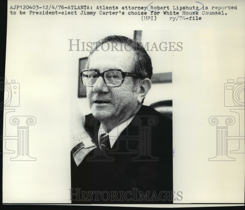 1976 Press Photo Robert Lipshutz Chosen for White House Counsel - mja99097-Historic Images