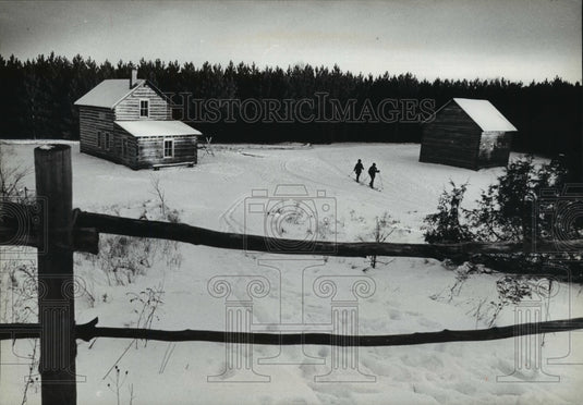 1981 Cross Country Skiers Follow Trail Past Rankinen Farm, Wisconsin-Historic Images