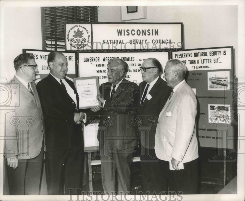 1968 Charles Smith Congratulates Donald Dyer, Eagle River Mayor - Historic Images