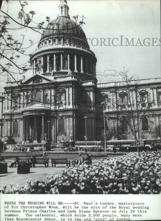 1981 Press Photo Site of Prince Charles and Lady Diana Wedding in London - Historic Images