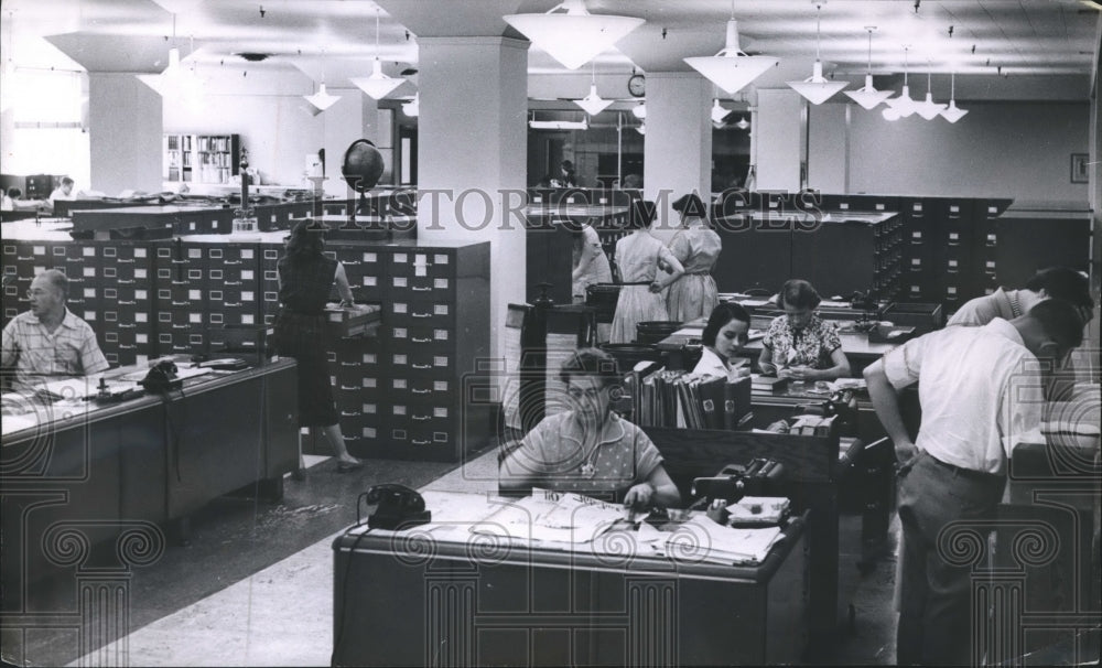 1954 Employees Working at Milwaukee Journals News Information Center - Historic Images