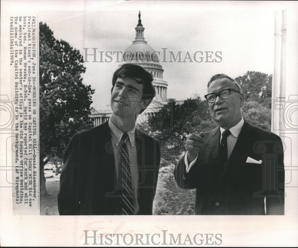 1969 Press Photo David Eisenhower with his new boss, Senator Hruska - mjb00271 - Historic Images