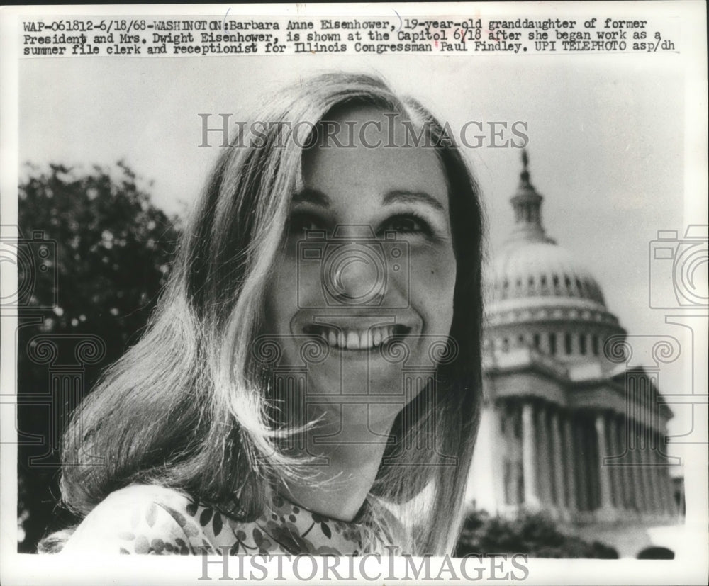 1968 Press Photo Barbara Anne Eisenhower, Washington D.C. - mjb00621 - Historic Images