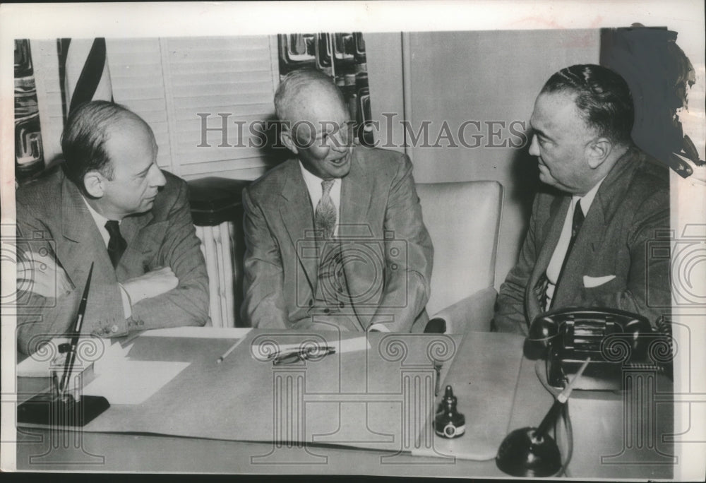 1954 Dwight Eisenhower, Attorney General Brownell, J. Edgar Hoover - Historic Images