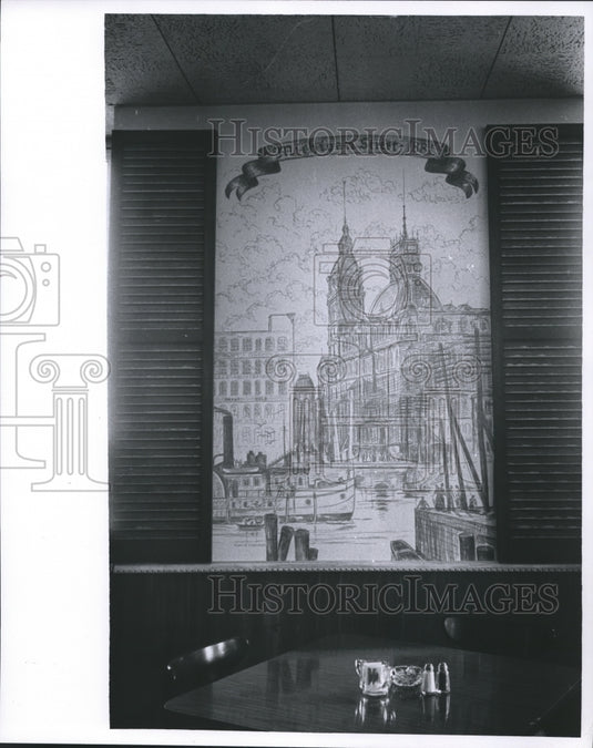 1966 Press Photo Historic mural  of Milwaukee Harbor at Elks Club - Historic Images