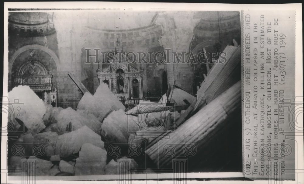 1949 Press Photo Cathedral Where Hundreds Died at Ambato, Equador - mjb01550-Historic Images