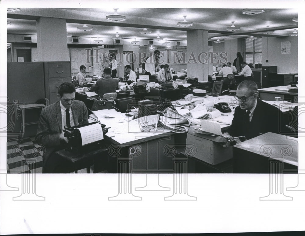 1963 Milwaukee Journal Sentinel Newsroom working on annual report-Historic Images
