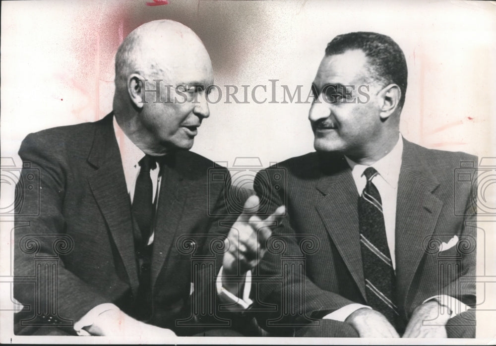 1960 Press Photo Presidents Eisenhower and Nasser Discussing World Problems - Historic Images